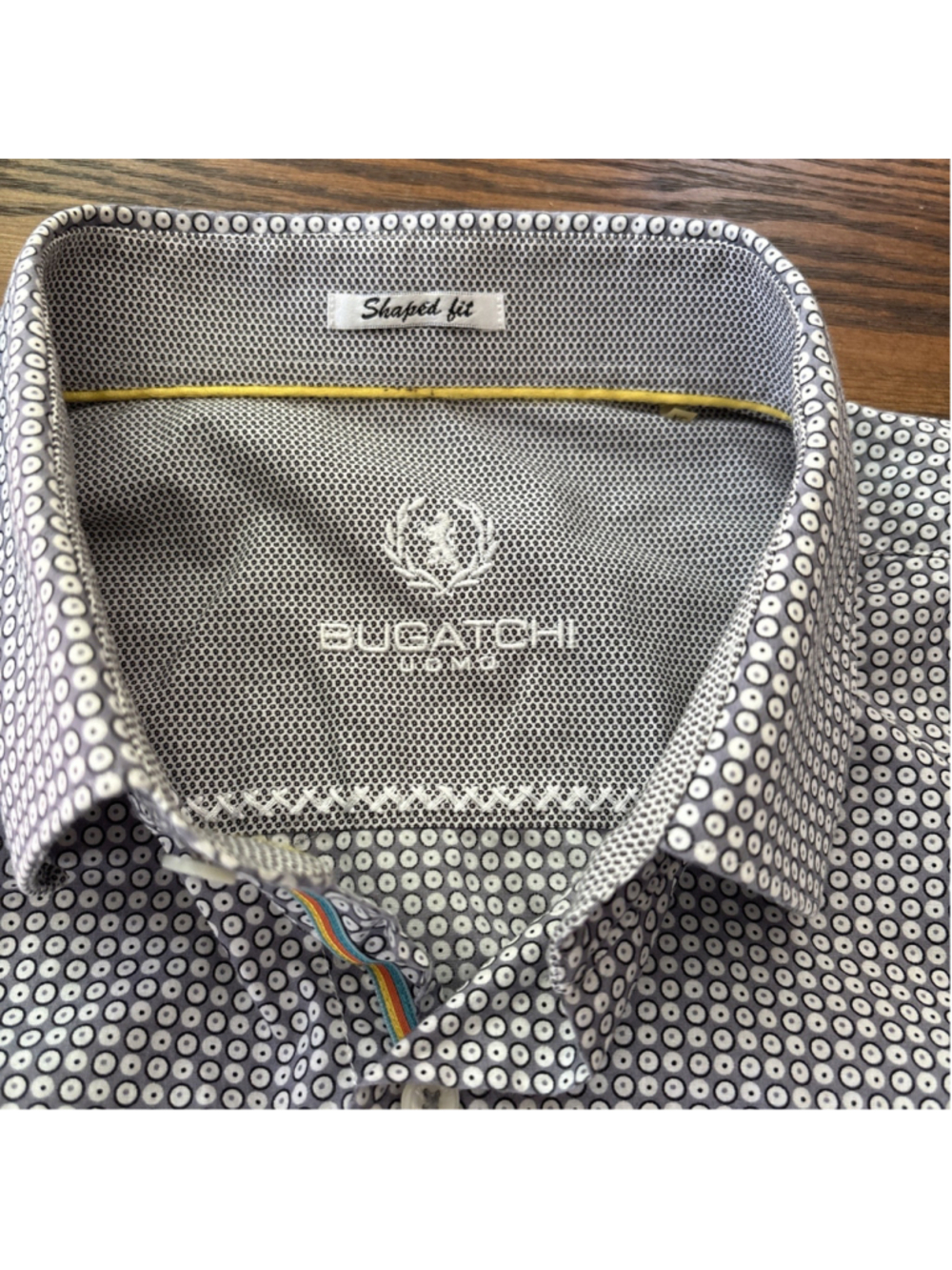 Bugatchi Men sz XL Long Sleeve Button Up Shirt Shaped Fit black gray Print